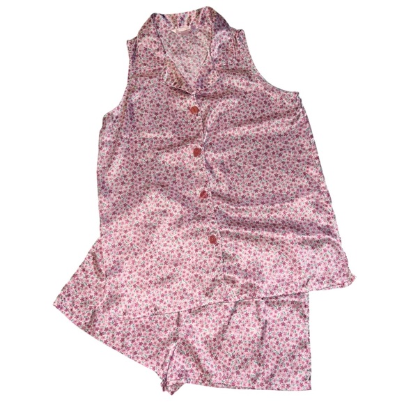 Victoria's Secret Pink🌸Floral Button Down Sleeveless Shorts Pajama Set Large - Picture 1 of 10
